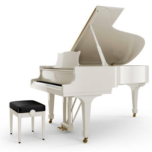Photo : Piano  a  queue  Steinway B 211 blanc brillant