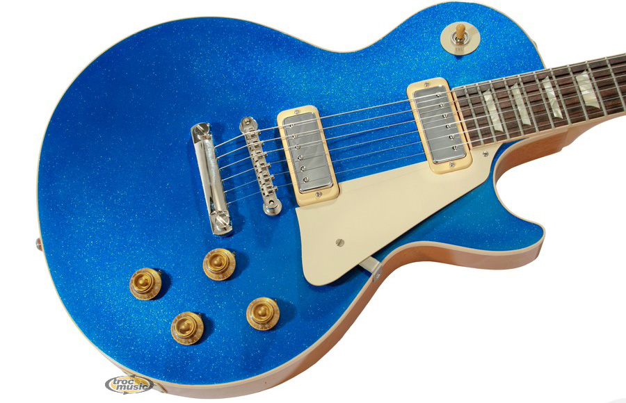 Photo annonce Gibson Les Paul Deluxe 1974 Blue Sparkle