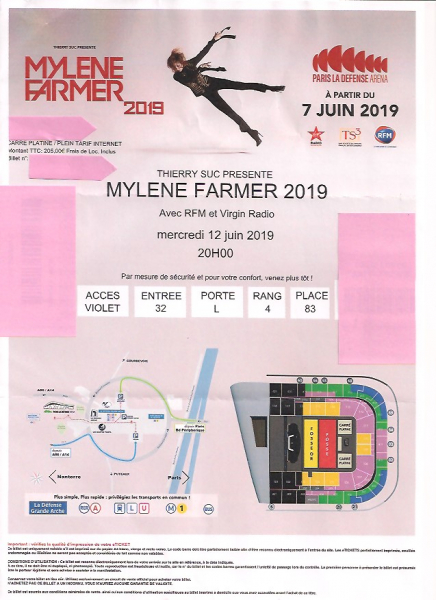 Photo : Mylene  Farmer   1 billet concert
