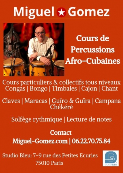 Photo annonce Cours         de Percussions Cubaines Miguel Gomez