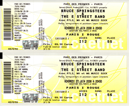 Photo annonce Bruce Springsteen places Cat 1