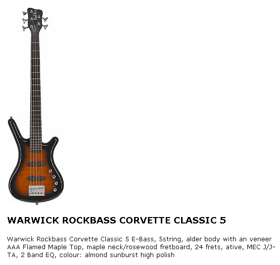 Photo annonce basse warwick Rockbass classic 5 cordes