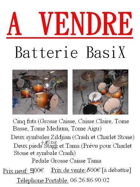 Photo : Batterie Basix complete & Cymbale zildjian