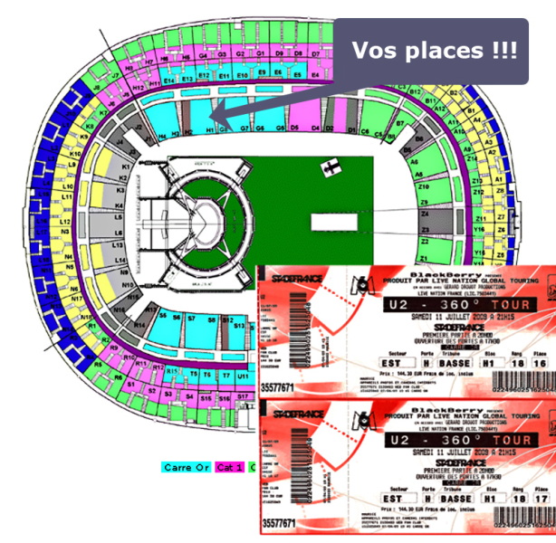 Photo annonce U2 Carre Or 2 places