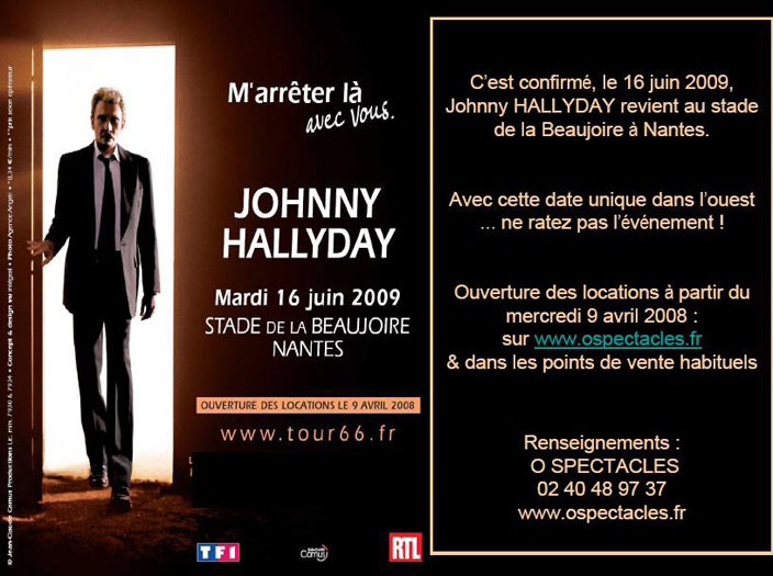 Photo : 2 places JOHNNY HALLYDAY NANTES