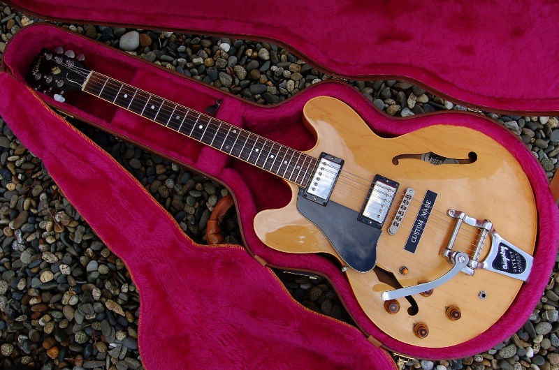 Photo annonce Gibson 335 gaucher blonde & bigsby de 1988