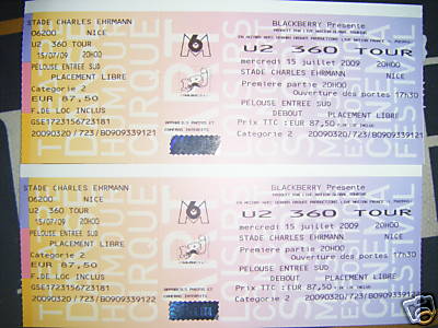Photo annonce 3 Places Pelouse U2 Nice