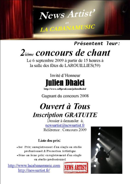 Photo annonce News Artist 2 eme concours de chant