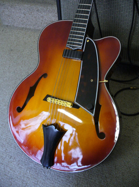Photo annonce Guitare Archtop Defurne & flight case Hiscox