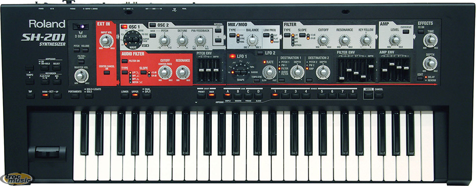 Photo : Roland      synthe SH 201 analogique virtuel