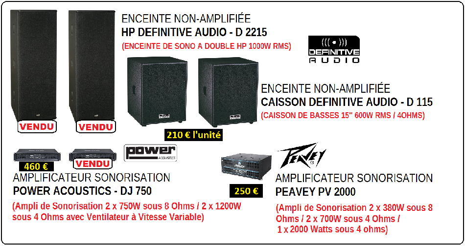 Photo : Caisson basse sono x 2 + 2 Amplis