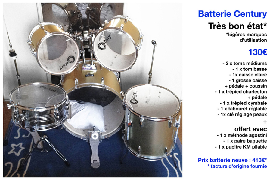 Photo : Batterie   5    Futs Century Couleur Doree